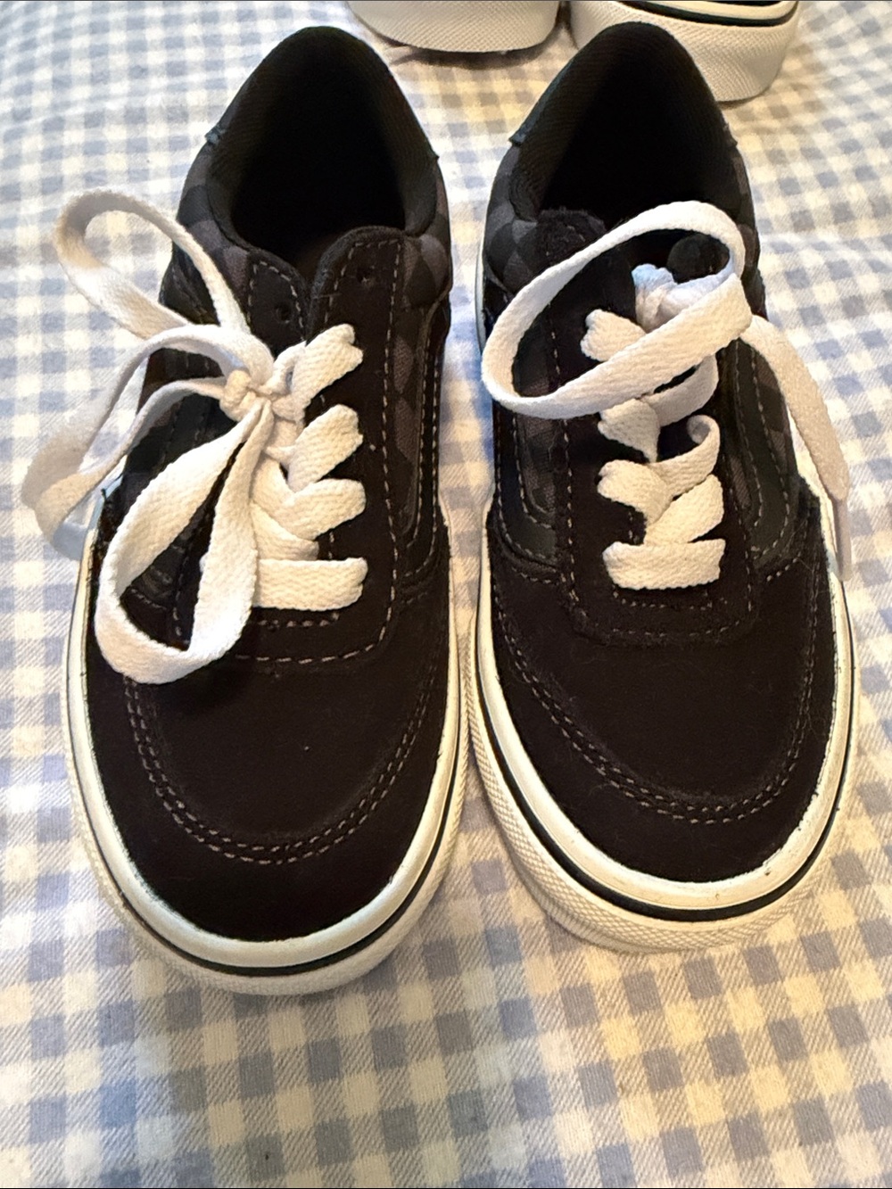 Vans Kids Black Canvas Sneakers with White Laces